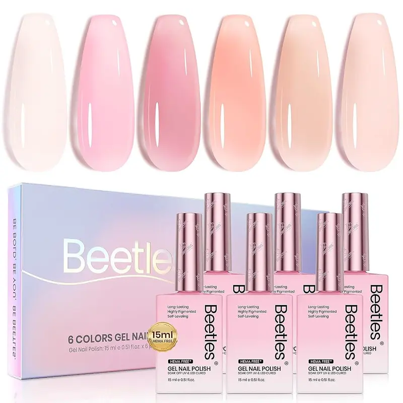 Beetles HEMA Free Gel Nail Polish Set, UV Gel Translucent Gel Nail Art for Manicure and Home Decoration Fall Nail Thanksgiving Gift Black Friday Winter Nail Christmas Gift