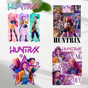 4pcs/set Kpop Demon Hunter DTF Transfer Printing - Suitable For Making T-Shirts, Bags, And Fabric Decorations, Washable And Durable Heat Transfer Stickers, Figure Collection Iron On Transfer Stickers - Clothing Accessories