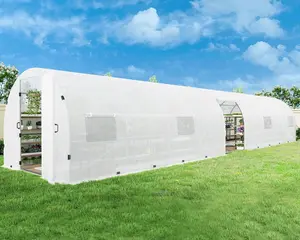 VanAcc 44x10x7.5 FT Tunnel Greenhouse for Outdoors Upgraded Swing Door, Heavy Duty Galvanized Steel Frame Walk in Greenhouse kit, Premium PE Cover & Film Clips