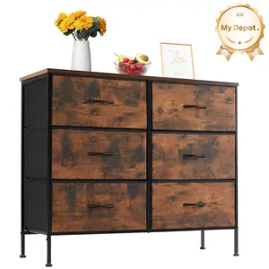 [DEAL] 6 Drawers Dresser for Bedroom with Wooden Top for TV Stand up to 45", Wide Fabric Storage Units Chest of Drawers for Living Room