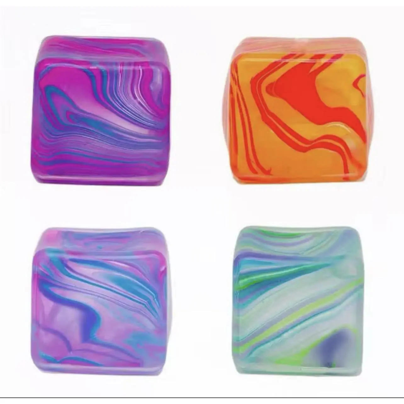 Cube Squishy - Random choice Colorful Marbled Design for Stress Relief and Fun