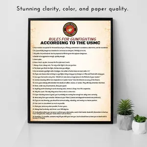 Marine Corps 'Rules for Gunfighting' Wall Art Patriotic USMC Decor