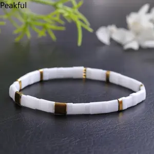 Handmade Boho Bracelets Vintage Tila Beaded Bracelets with Adjustable Chain Women's Fashion Jewelry Gift