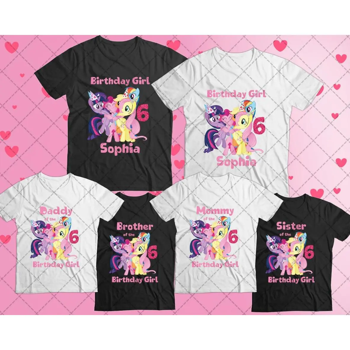 My Little Pony Birthday Family Shirt, Family Custom Birthday Tee, Easy Care, Machine Wash Safe, Full Color Range, Find Your