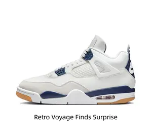 Chunky Retro Basketball Sneakers Men White Navy - Fashion Street Style Hip Hop Shoes Comfortable Cushion Walking Trainers