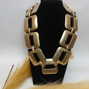 Big Mama Chunky Link Brushed Gold Statement Necklace
