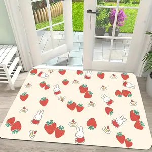 Cute Miffy Floor Mat Flannel Rug Ultra Soft, High Water Absorbent & Hypoallergenic, Machine Washable HD Custom Printed Non-Slip Floor Mat for Bathroom, Kitchen Bedroom
