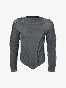 Vintage Washed Sculpted Seam Ribbed Long Sleeve T-Shirt