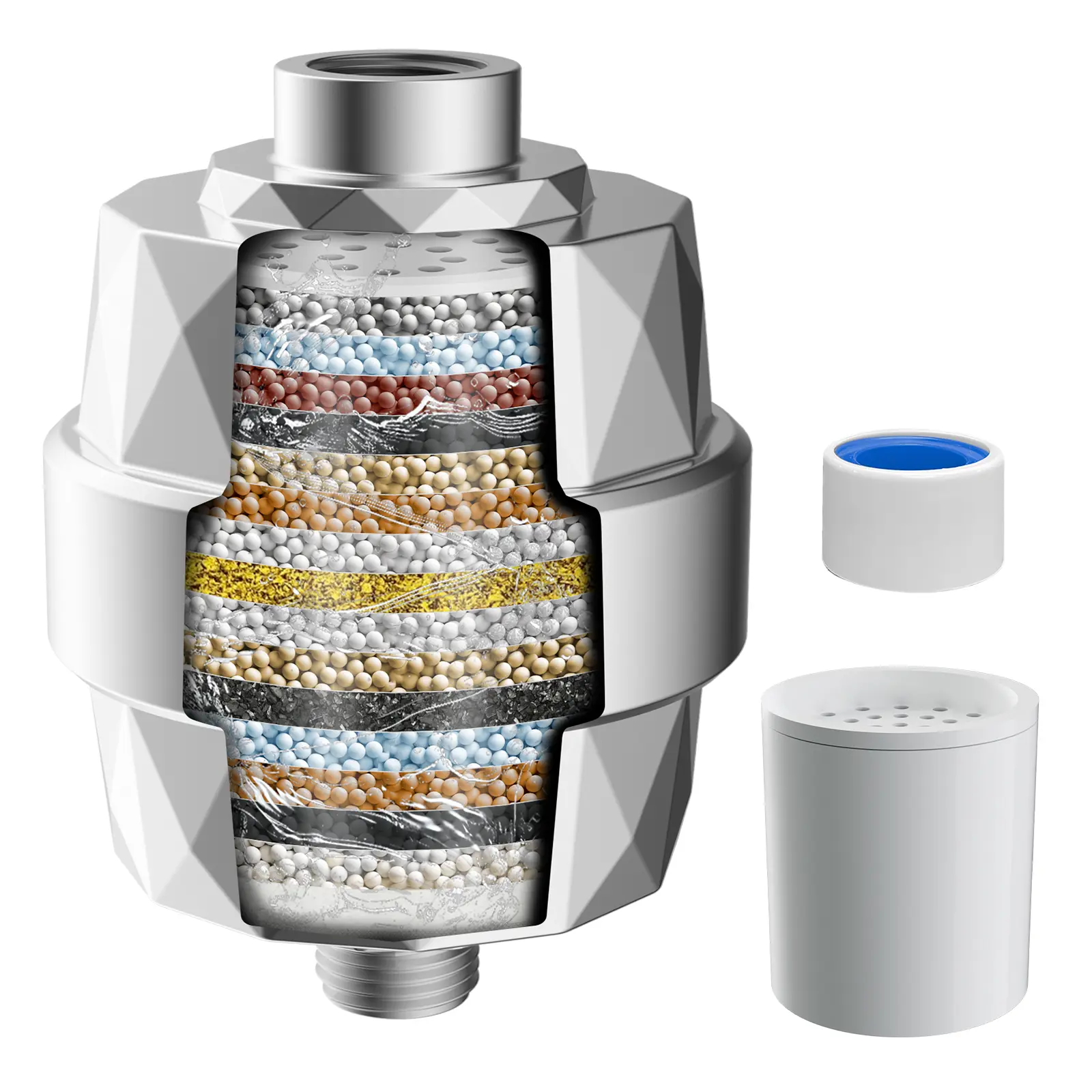 20-Stage Shower Filter, High Output Shower Head Filter for Hard Water, Remove Chlorine and Fluoride, Reduce Dry Itchy Skin and Eczema, Consistent Flow Shower Water Filter, Chrome