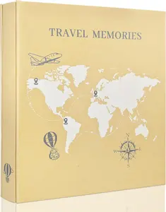 Travel Photo Album 4x6 Photos,5 Pictures Per Page 300 Capacity Vacation Memory Book with World Map CoverExcellent  Album for Family Adventure Trips Gifts