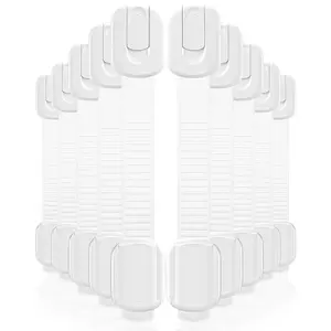 10 Pack Cabinet Locks Baby Proofing, Child Proof Cabinet Locks with 3M Adhesive - Easy Installation with Adjustable Straps, Multi-Purpose Child Safety Latches for Drawers Fridge Trash Cans Toilets