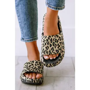 Black Print Thick Sole Slip On Slippers