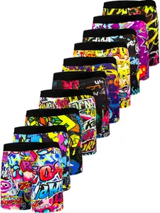 Men's Graphic Print Boxer Brief, Casual Comfy Breathable and Soft Underwear for Daily Wear, Mens Underwear for All Seasons, Undergarments
