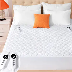Heated Mattress Pad Queen Size, Quilted Fitted Electric Mattress Pad with 9 Heat Setting Controller, 2/4/6/10 Hours Auto Off, Soft Mattress Cover Stretches up to 21 Inches Deep, White
