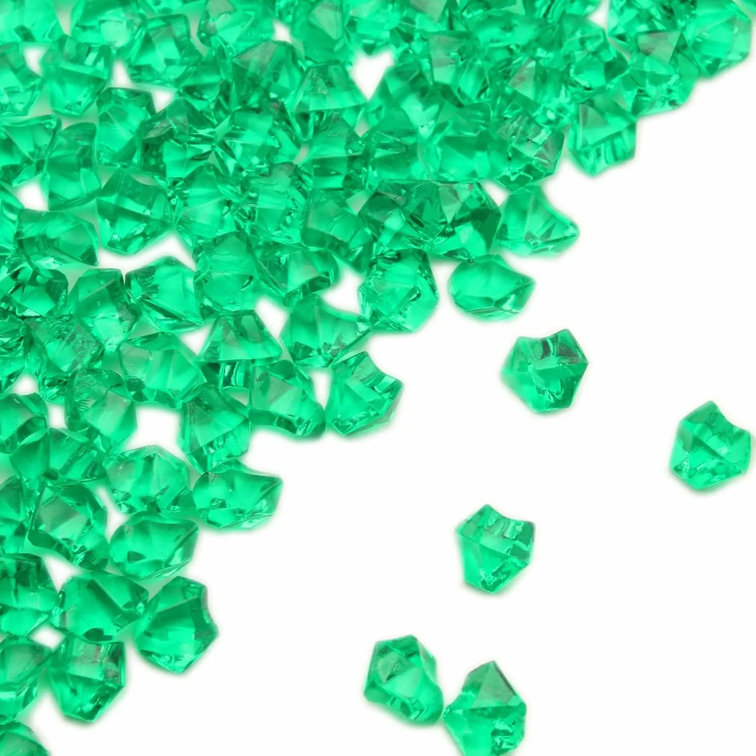 PMLAND Acrylic Ice Rocks Crystals Gems 550 Pcs 3 lbs Bulk Bag for Vase Filler Table Scatter Party Wedding Arts Crafts Decoration and Display - Green Ornaments Christmas