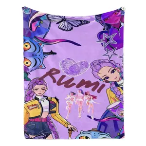 Rumi Purple Collage Flannel Blanket, Anime Girl Throw, Ultra Soft Cozy Blanket for Fans 30x40 40x50 50x60 60x80inch