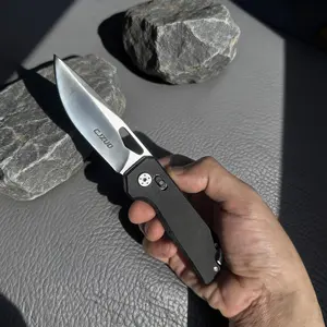 Durable Pocket Knife Features a High Carbon Steel Blade and a Rugged Grip Enhanced G10 Handle Flipper Mechanism for Smooth Opening Ideal Outdoor Gear