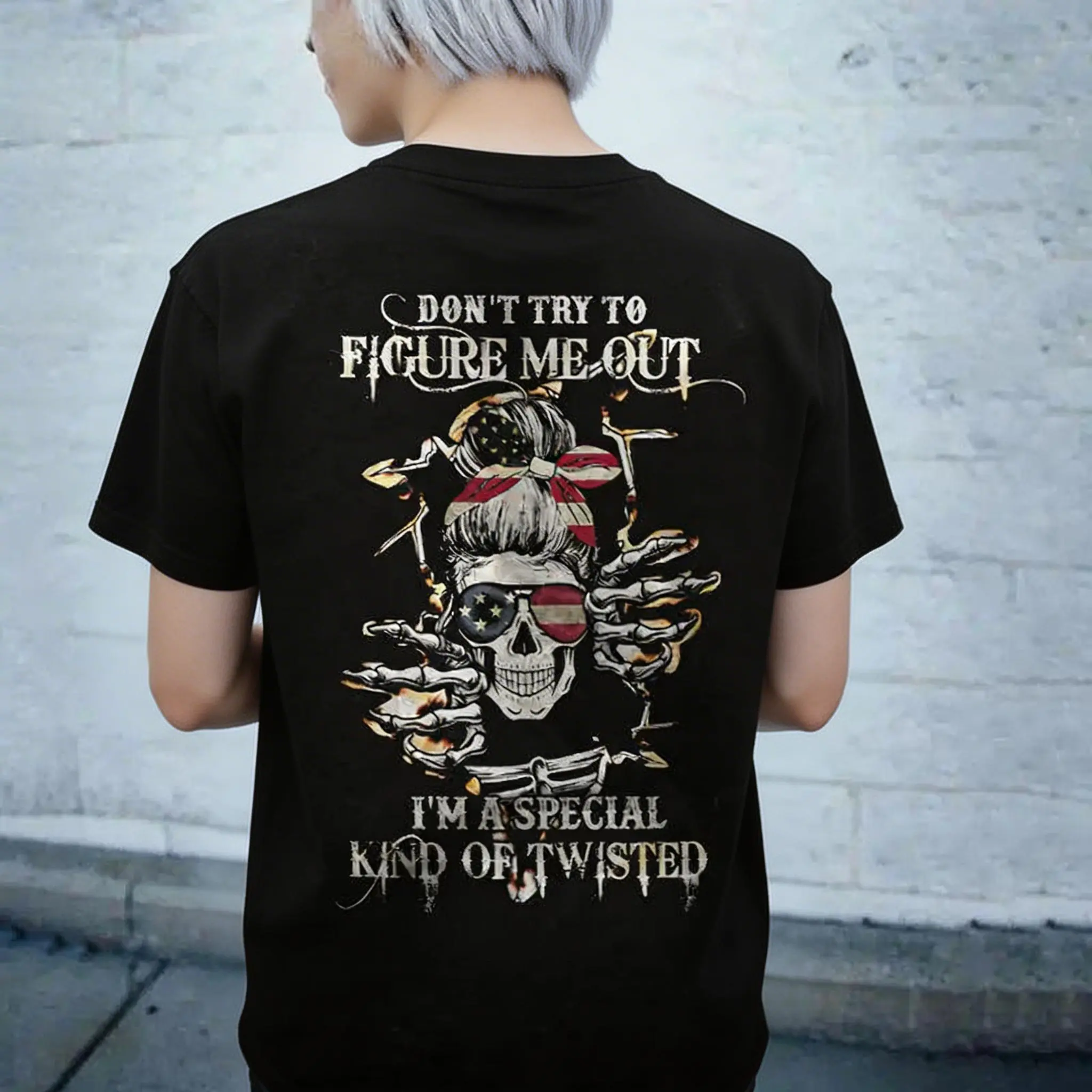 A-"Don't Try to See Through Me" — Women's T-Shirt featuring a Skull Girl Print; Exquisite Tattoo-Inspired Style; Perfect for Summer Outfits, Fashion Styling, and Streetwear Trends; Vintage-Style Printed Tee for Women — Comfortable Summer Wear.