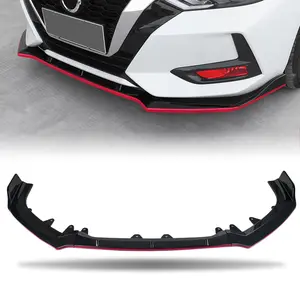 For 7th Gen Nissan Altima 2019–2021 Front Bumper Lip Spoiler Premium ABS Glossy Black 3PCS Splitter Sport Style Splitter Body Kit Car Exterior Upgrade Accessories Black / Black with Red Lines car  gifts