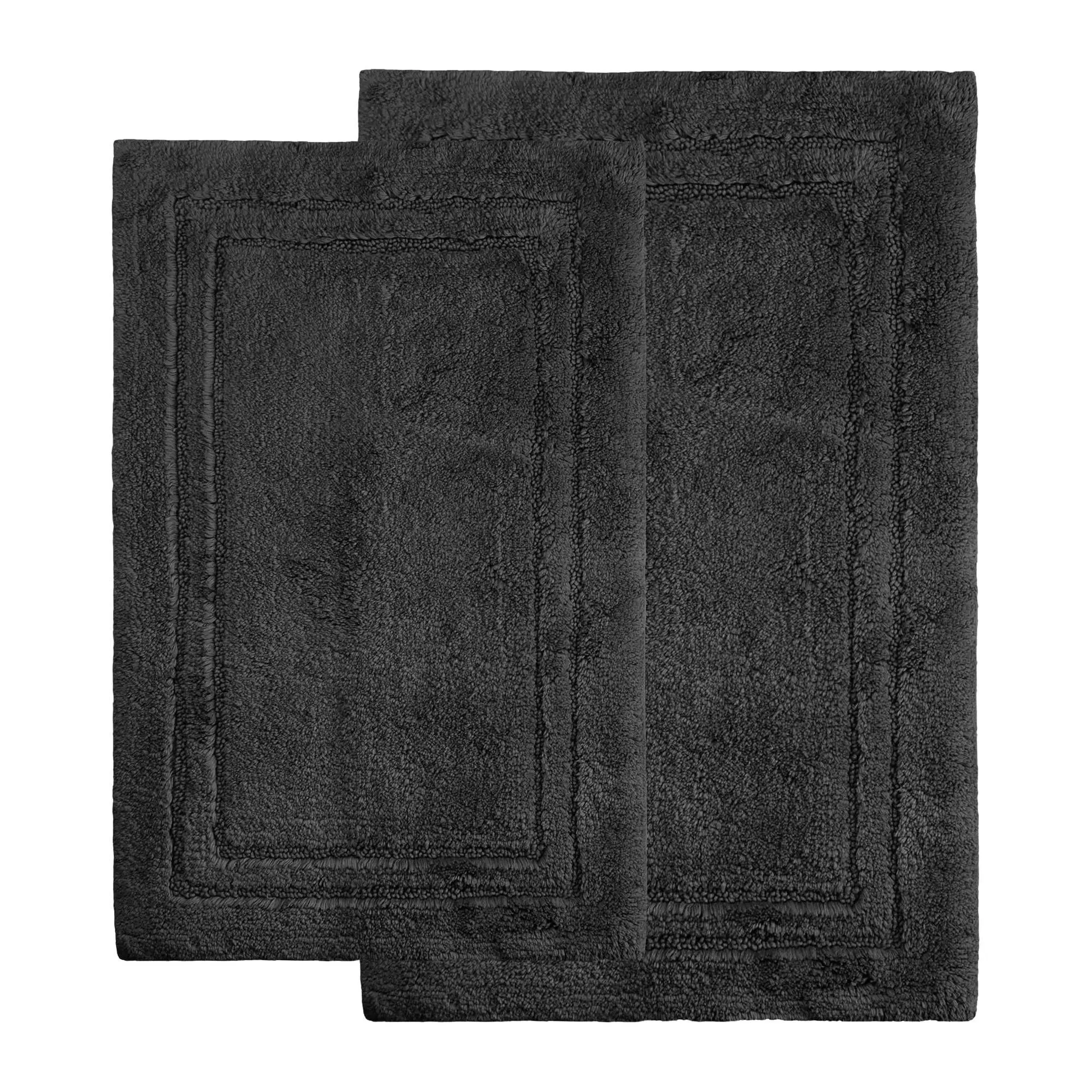Superior Cotton 2-Piece Plush Non-Slip Solid Ba th Rug Set