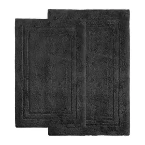 Superior Cotton 2-Piece Plush Non-Slip Solid Ba th Rug Set