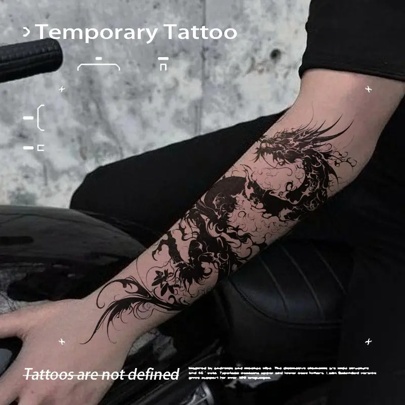 Chinese Style Dark Dragon Herbal Juice Tattoo | Full of High-End Sense | Waterproof Long-Lasting Realistic Fake Tattoos | Tattoo Art