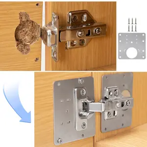 Hinges Repair Fixing Plates, 8 Counts Stainless Steel Hinge Repair Board, Cabinet Hinge Repair Plate, Kitchen Cupboard Door Hinge Repair Brackets Kit-MM1