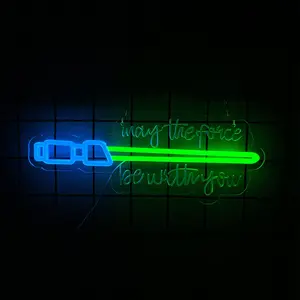Lightsaber Neon Sign Star May The Force Be With You Neon Sign Wars Usb Power LED Swords Light Wall Decor for Bedroom Living Room Best Gifts for Kids Men Fans Night Light