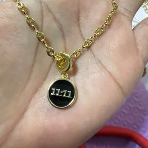 Gold Chain with Amuleto Charm Featuring 11:11 Numerical Design for Spiritual Significance