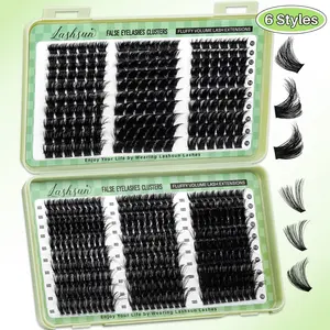 Lashsun 460pcs D Curl False Eyelashes, High Quality Eyelashes, Eyelashes Extensions, Volume Lash Clusters, 10-18mm Mixed Length, Volume & 3D Effect, Soft and Comfortable, Long-Lasting, Easy Apply for Makeup