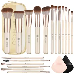 Makeup Brushes Set, 18pcs Professional "makeup brushes with 2 Powder Puff & Travel Bag, Premium Synthetic Foundation Powder Blush Blending Face Brush Kit, Eyeshadow Set Makeup Brushes & Tools
