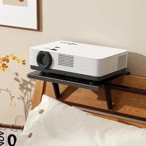 No Drilling Metal Projector Mount, Adjustable Angle Projector Mount Shelf for Sofa and Bedside, Foldable for Storage,Perforated Design for Heat Dissipation,Projector Wall Mount for Living Room