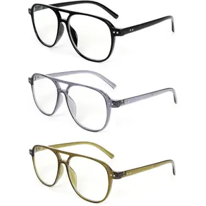 3 Pack Aviator Reading Glasses for Women Men, Classic Pilot Blue Light Blocking Readers