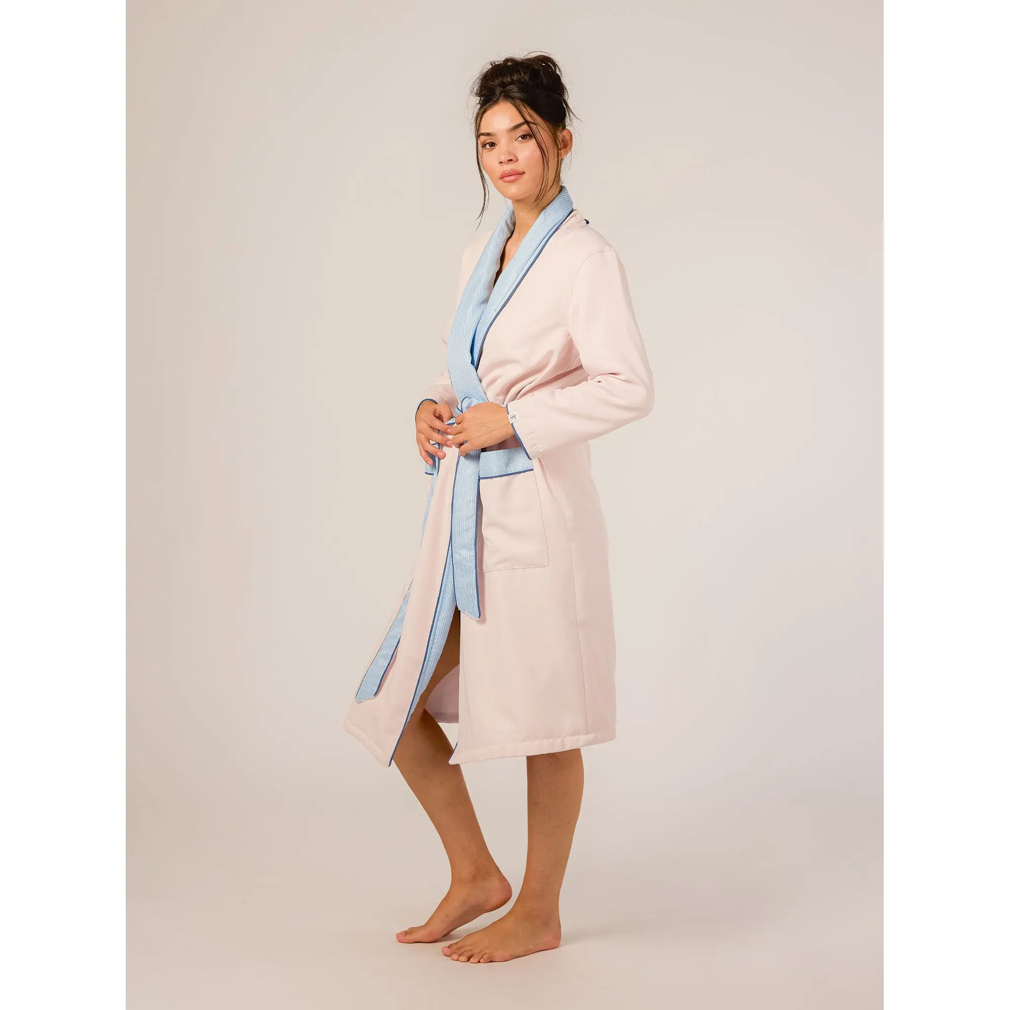 Keleigh Teller | Leona Women's Reversible Microfiber Spa Robe | Ultra Cozy Luxury Bath Robe with Matching Hair Wrap