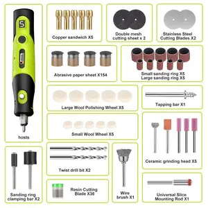 【Father's Day Gift】Mini Rotary Tool Kit with 231 Accessories, Cordless Grinder Drill with 5 Variable Speeds (5000-18000RPM), USB Rechargeable for Sanding, Carving & DIY Power Tools Hardware