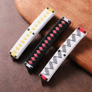 Unique multifunctional patterned folding knife, non-slip textured handle, everyday carry and collector-grade EDC folding knife, sharp blade, suitable for daily use, camping