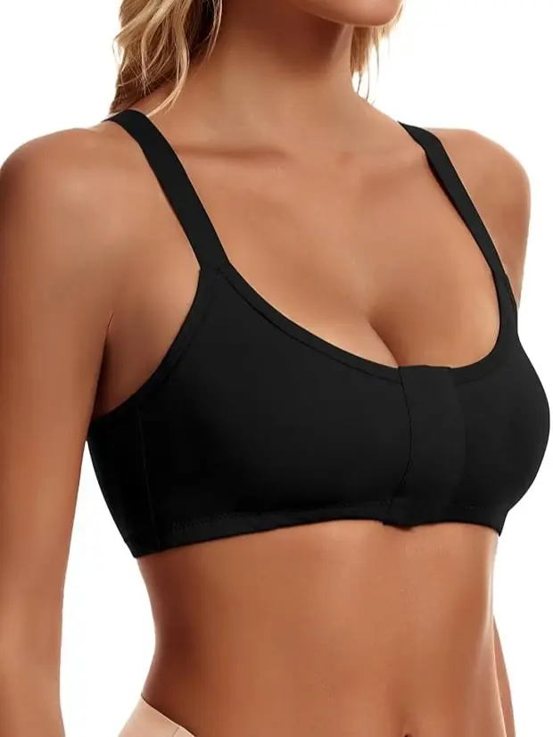 Front Closure Post Surgery Bra Wirefree Mastectomy Bra with Elastic Comfort Daily Bra