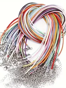 50pcs 18-Inch DIY Lobster Clasp Wax String Pendant Necklace Jewelry, Unisex Leather Rope Chain, Craft Making Supplies