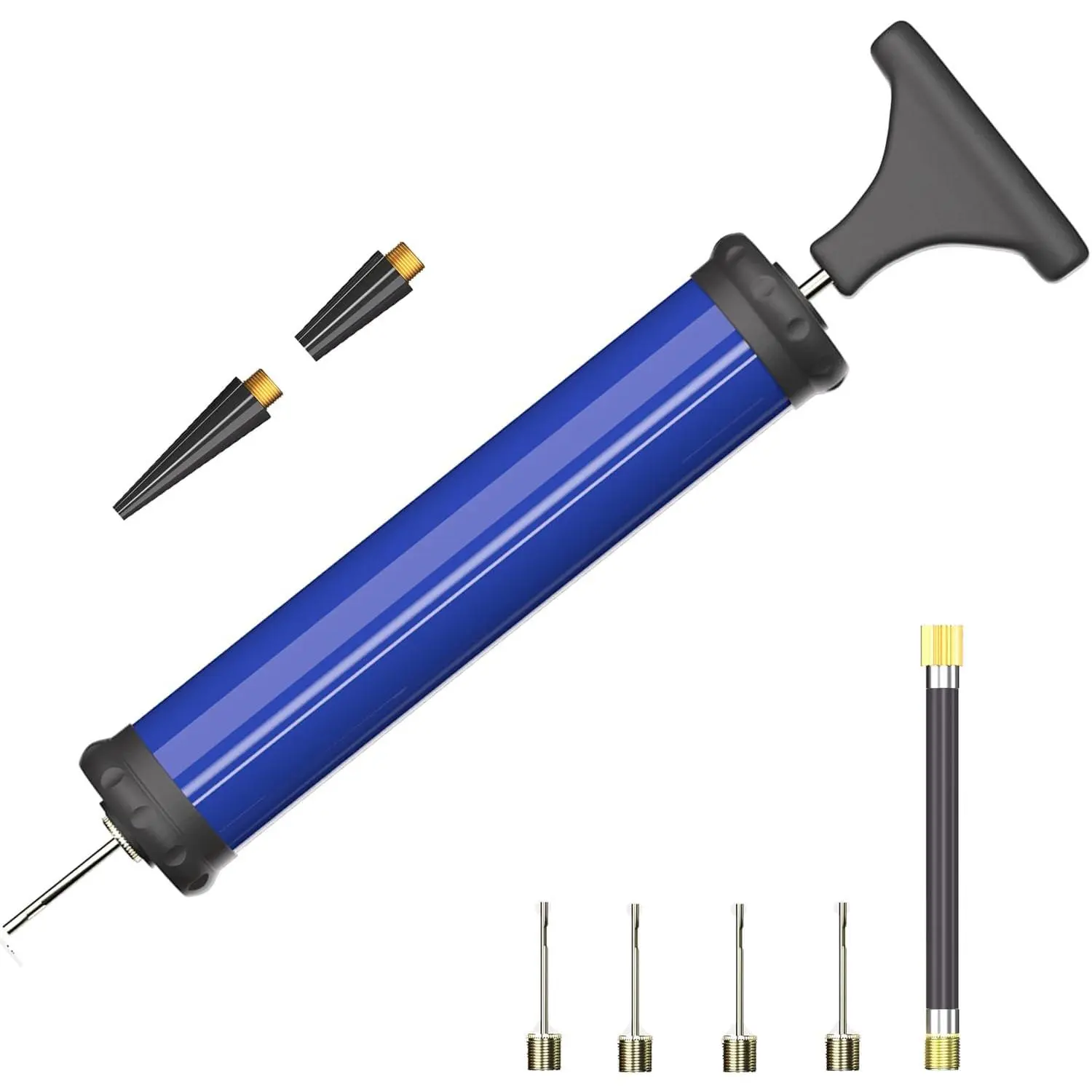 Portable Ball Pump,Air Pump Inflator Kit with ,Nozzle, Extension Hose for Basketball Football Volleyball Rugby Exercise  Ball