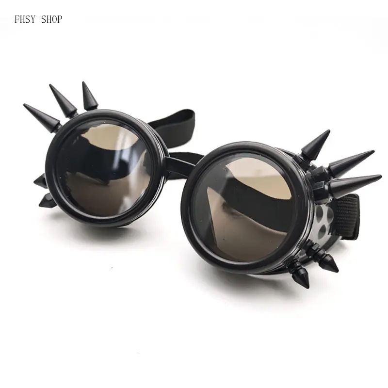 Steampunk Spiked UV400 Protection Statement Frame Glasses, Unisex Gothic Metallic Frame Accessories, Cyberpunk Cosplay Role Play Props for Parties, Halloween, Sun Protection, Plain, Uv Prevention, Unisex Goth Fit, Uv400 Shield, Fashion Unisex