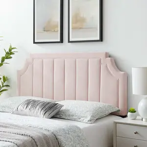 Modway Alyona Channel Tufted Performance Velvet Twin Headboard in Pink Modway Alyona Channel Tufted Performance Velvet Twin Headboard in Pink