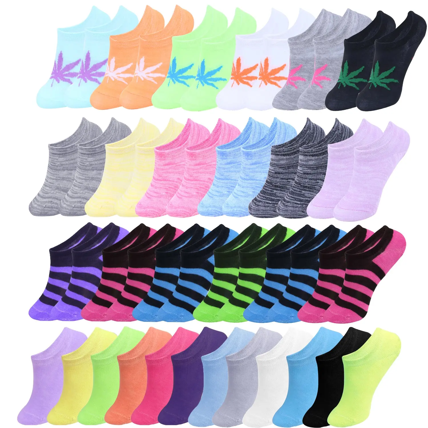 12 Pairs Lightweight Women No Show Low Cut Socks Thin Performance Cotton