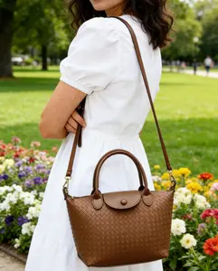 Woven Embossed Eynthetic Leather  for Women With Adjustable Shoulder Strap Daily Bag lightweight handbag solid crossbody bag tiktokshopspringglowup
