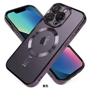 Soft Clear Case for iPhone 15 /i15 Plus /i15 Pro/ i15 ProMax  Coaera Lens Full Protection ,Compatible with MagSafe wireless Charging ,Shockproof Electroplated TPU Phone Cover(Purple)