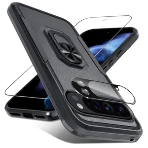 Heavy Duty Pixel 10 & 10 Pro Case with Ring Stand & Lens Protection, Black Matte