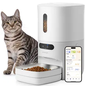 PAWSYNC Automatic Cat Feeder, Smart Scale, Custom Feeding, 3.6L Dispenser for Cats & Small Dog,Stainless Steel Bowl,Desiccant Bag,Dual Power