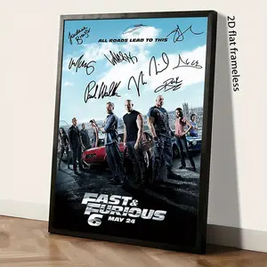 2D Flat, Fast and Furious Movie Poster 30.48x 40.64cm Wall Art - Frameless Canvas Print, Vivid Action Scene with Cars and Characters, Perfect for Home, Office, Cafe Decoration, Ideal for Bedroom, Living Room, Kitchen, Indoor Use, Movie Room Decoration, Pe