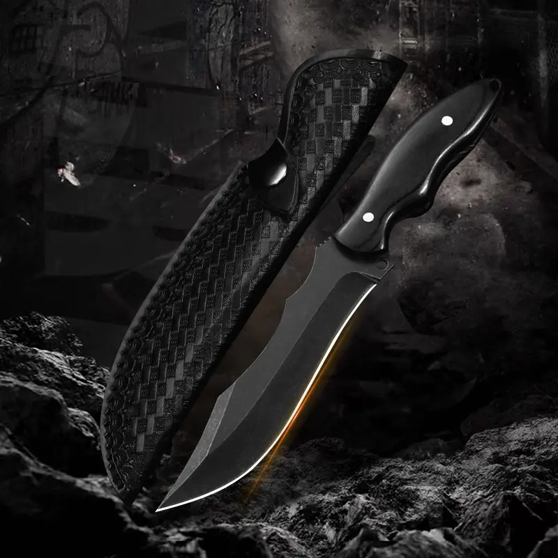 Stainless Steel Straight Knife With Carved Leather Sheath Outdoor Knife-Perfect For Outdoor,Fishing,Camping and Hiking,Outdoor Jungle Knife,Premium Carbon Steel Blade,Carving Tool,Carving Accessories