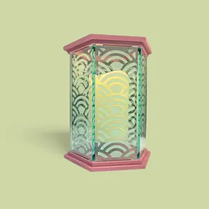 Tall Hexagon Lantern – Elegant Candle Lantern for Home Décor Decor Glass Ornaments Multicolor