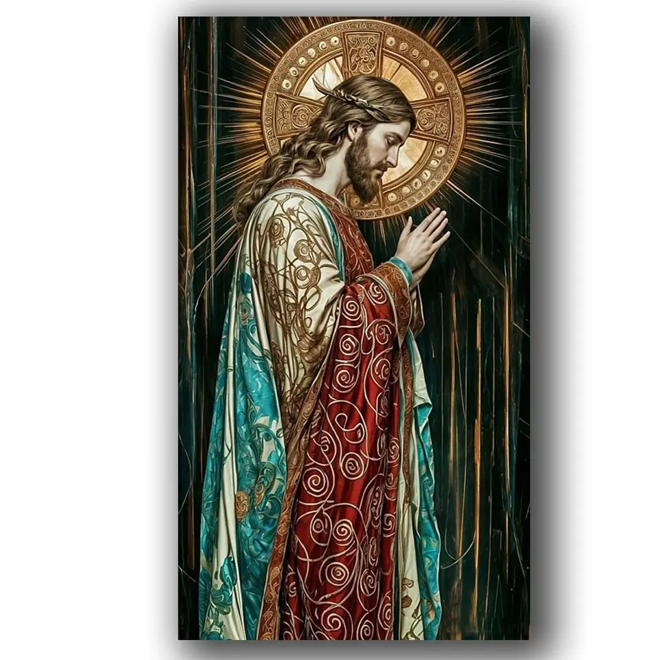 Jesus Prayed 5D DIY Large Size Diamond Painting Kit for Adults, Beginner-Friendly Diamond Art Set, Perfect for Home Wall Decoration, Handicraft